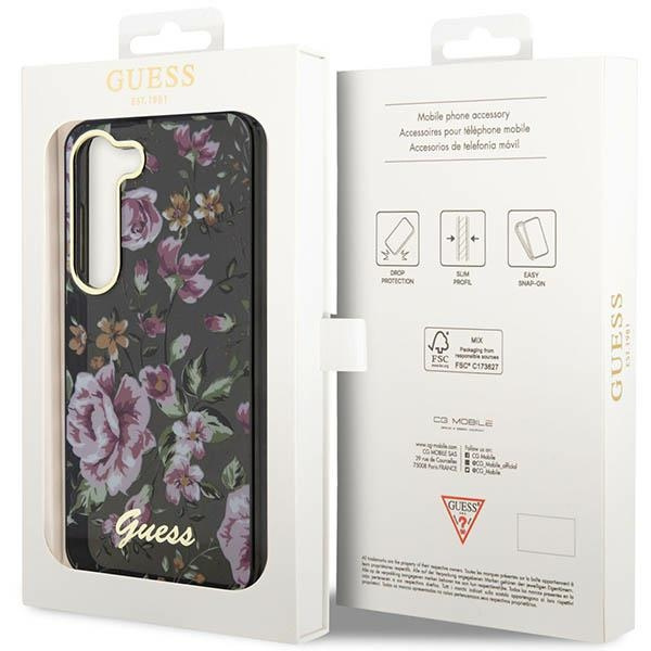 Coque Guess GUHCS23MHCFWSK S23 Plus S916 noir/noir durcase Flower Collection Case