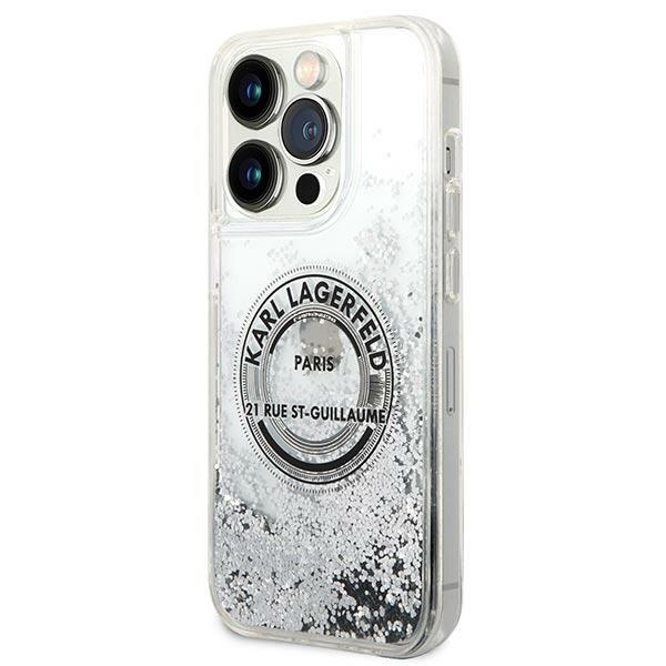 Case KARL LAGERFELD Apple iPhone 14 Pro Max Liquid Glitter RSG Silver Hardcase