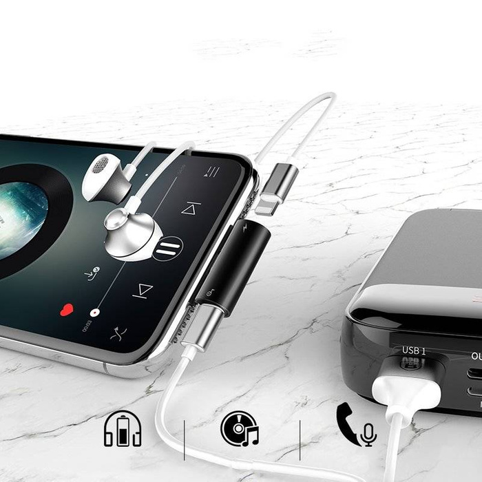 Baseus Audio Converter L46 adattatore da Lightning a 2x porta Lightning nero (CAL46-01)