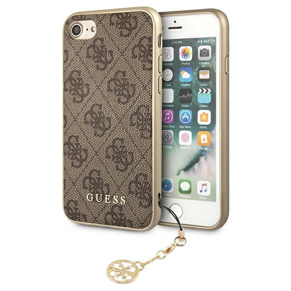 Pouzdro GUESS Apple iPhone 7 8 SE 2020 4G Charms Collection Brown Hardcase 
