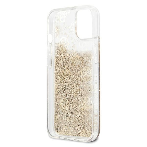 Case GUESS Apple iPhone 13 Mini Peony Liquid Glitter Gold Hardcase