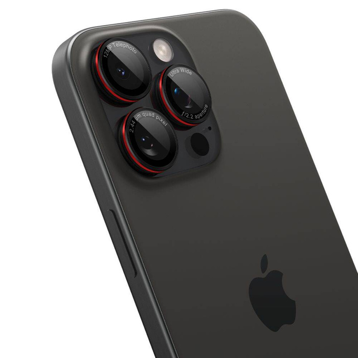 Spigen IPhone PROTEZIONE PER TELECAMERA OPTIK PRO L-SERIES GLAS.TR "EZ FIT" PROTEZIONE PER TELECAMERA 2-PACK 14 PRO / PRO MAX / 15 PRO / PRO MAX / 16 PRO / 16 PRO MAX NERO