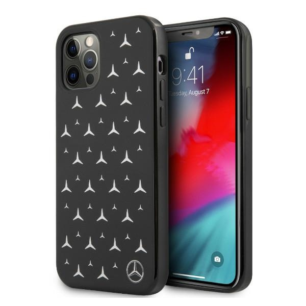 MERCEDES Case Apple iPhone 12 Pro Max Silver Stars Pattern Black Hardcase