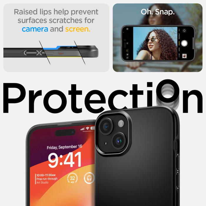 Hülle Spigen Thin Fit iPhone 15 Plus Schwarz Case