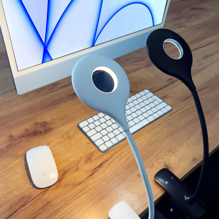 Lampe de lecture LED sans fil avec clip + câble micro USB blanc