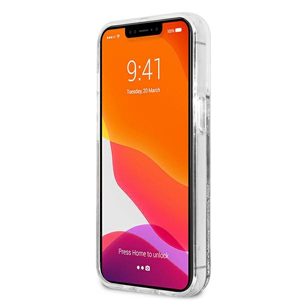 Karl Lagerfeld KLHCP13XGKCS 13 Pro Max 6,7" silber/silbernes HartschalenHülle Liquid Glitter Karl&Choupette