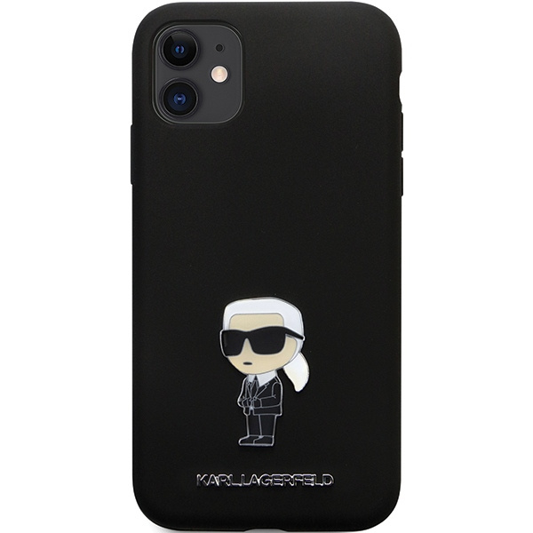Etui Karl Lagerfeld KLHCN61SMHKNPK iPhone 11 / Xr 6.1" czarny/black Silicone Ikonik Metal Pin