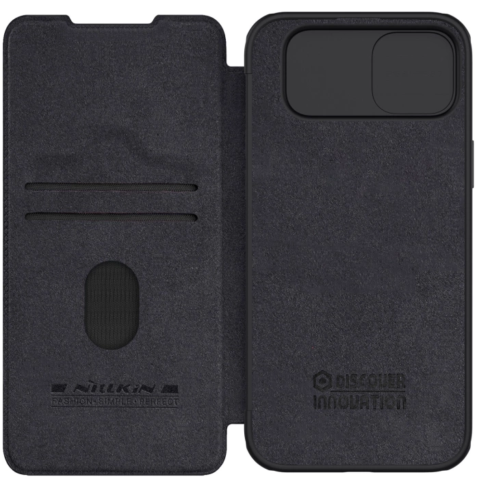 Nillkin Qin Pro Leather Case Iphone 15 Plus (6.7), BLACK / CZARNY