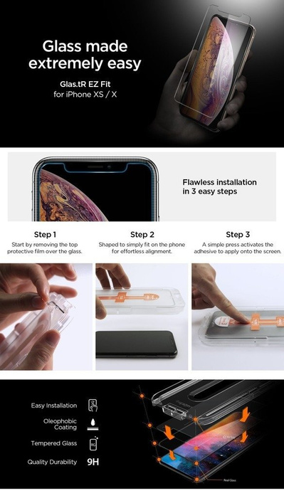 Verre trempé SPIGEN GLAS.TR EZ FIT HD Apple iPhone XR