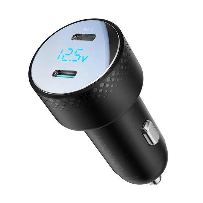 Caricabatteria da auto 2x USB C 70W con display LED Joyroom JR-CCD02 | nero