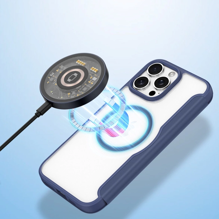 Dux Ducis Skin X Pro Hülle für iPhone 16 Pro mit MagSafe und Klappe – Blau