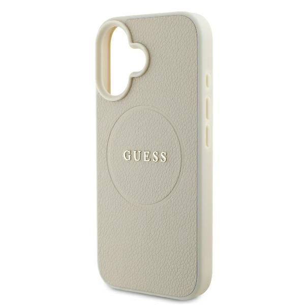 Etui Guess iPhone 16 6.1" beżowy/beige hardcase Grained Ring MagSafe