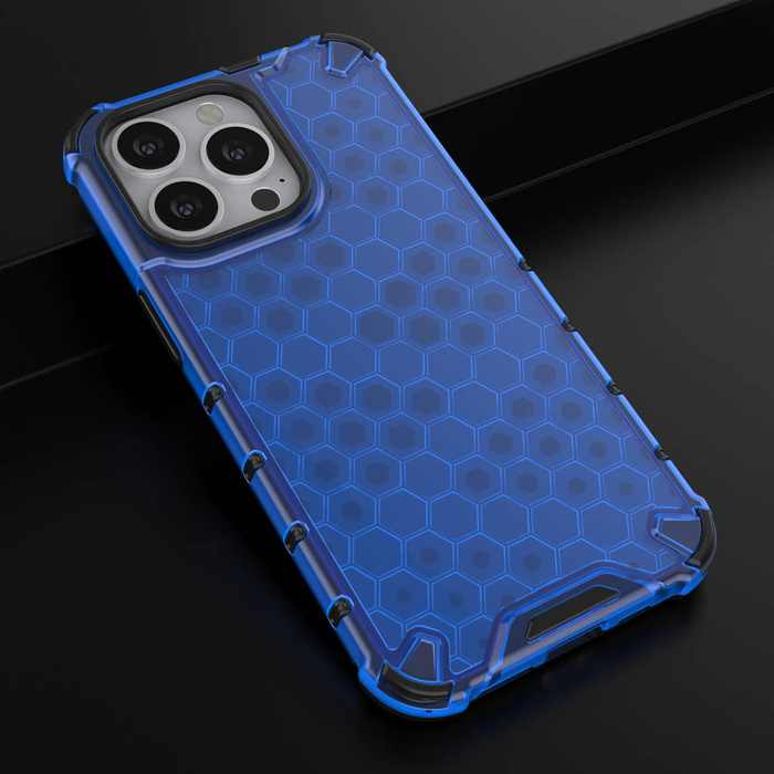 Pancéřový kryt Honeycomb pouzdro s gelovým rámem iPhone 13 Pro modrý