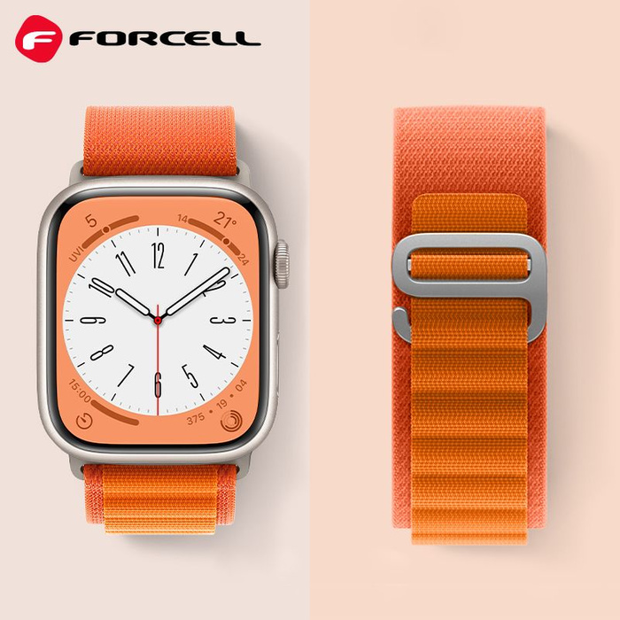 FORCELL F-DESIGN FA13 pasek do APPLE Watch 42 / 44 / 45 / 49 mm pomarańczowy