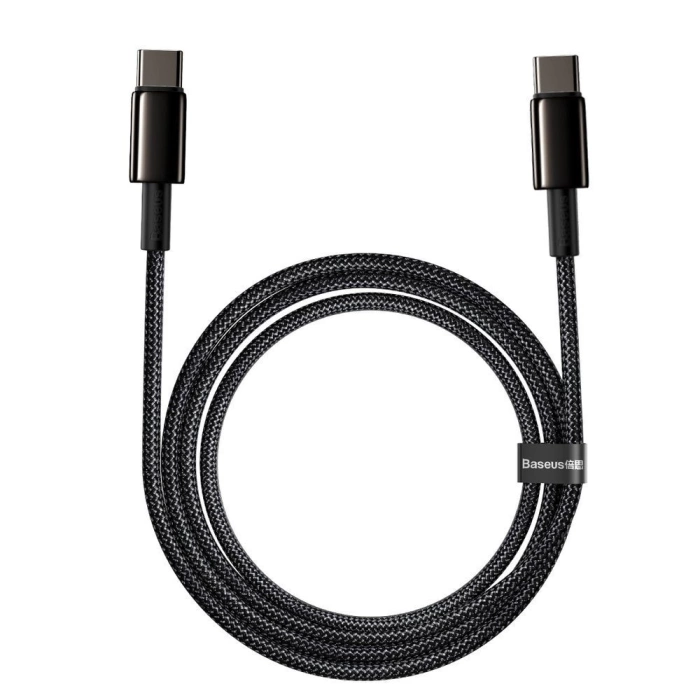 Baseus CATWJ-A01 USB-C – USB-C PD QC-Kabel 100 W 5 A 480 Mbit/s 2 m – Schwarz