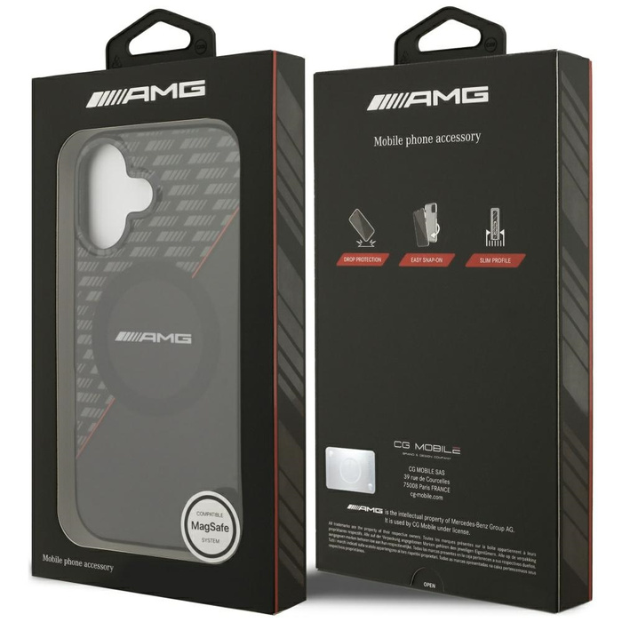 Etui AMG Double Layer Transparent Rhombs MagSafe do iPhone 17 czarny/czerwony
