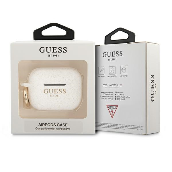 Case Guess GUAPSGGEH AirPods Pro cover white / white Silicone Glitter
