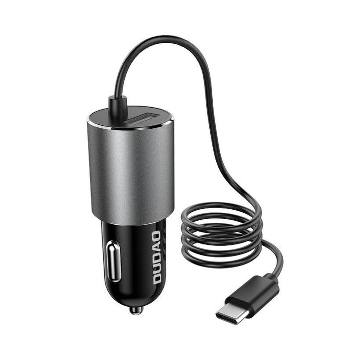Dudao USB KFZ-Ladegerät mit integriertem Kabel USB Typ C 3,4 A schwarz (R5Pro T)