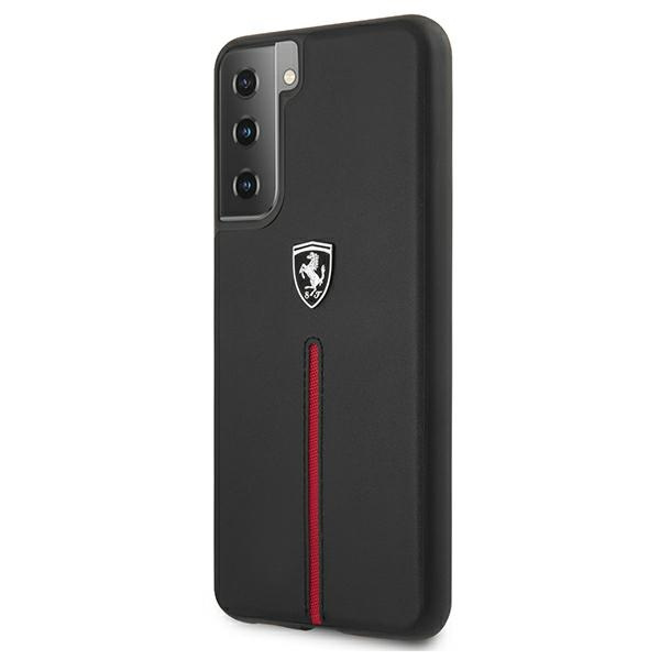 Case FERRARI Samsung Galaxy S21 Plus G996 Off Track Leather Nylon Stripe FEOSIHCS21MBK Black Hardcase