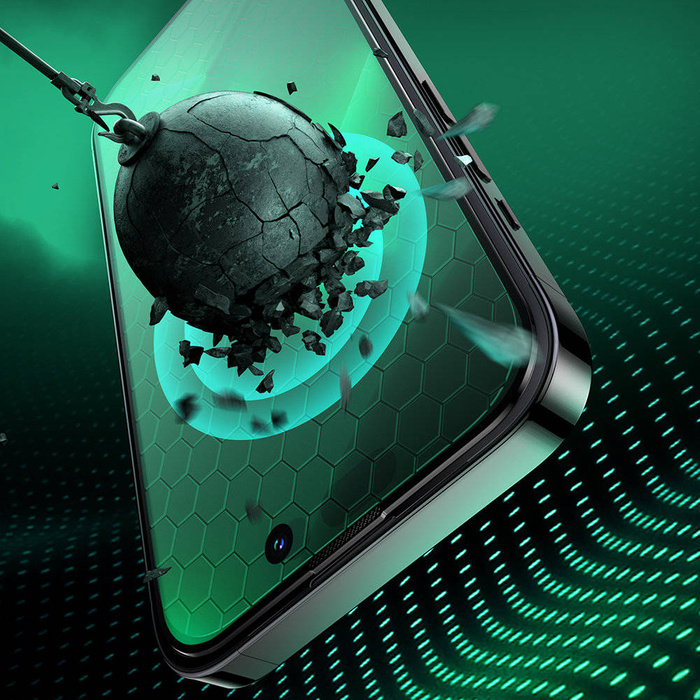 Joyroom Knight Green Glass para iPhone 14 Pro Max con filtro anti luz azul de pantalla completa (JR-G04)