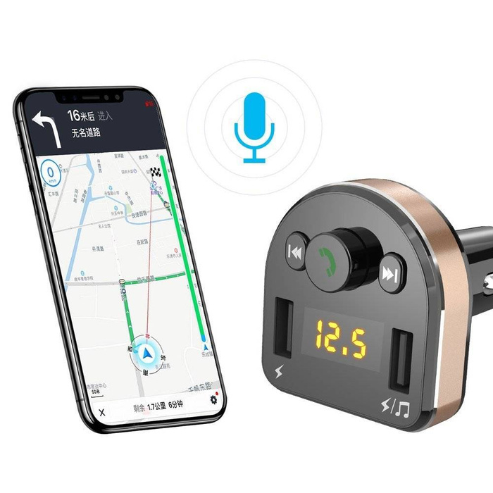Dudao Bluetooth FM Transmitter chargeur voiture MP3 3.1 A 2x USB noir (R2Pro noir)