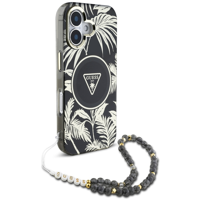 Etui Guess Palm Trees Triangle Pearl      Strap MagSafe do iPhone 16 czarny