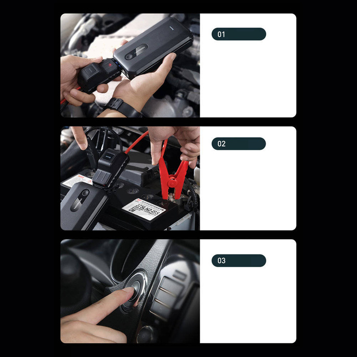 Baseus power bank Power Starter Jump Starter booster 1000mAh 12V (1000A / 500A) + crocodile clips black (CGNL020101)