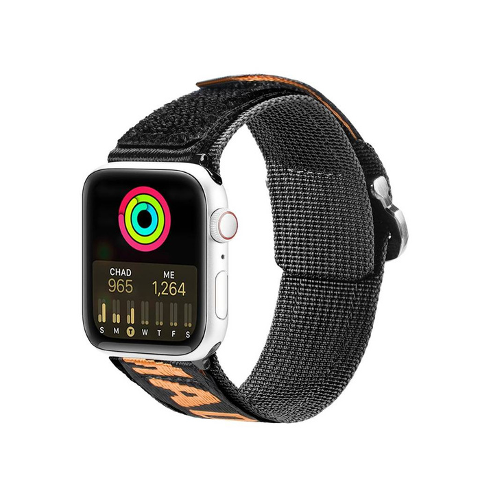 Dux Ducis Strap (Outdoor Version) strap for Apple Watch Ultra, SE, 8, 7, 6, 5, 4, 3, 2, 1 (49, 45, 44, 42 mm) nylon band bracelet black and orange