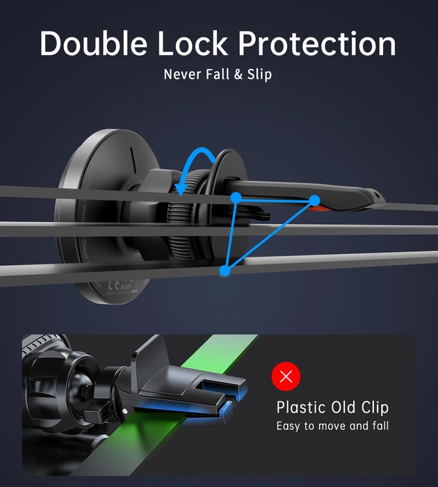 Magnetický držák do auta Choetech T204-F s 15W bezdrátovým nabíjením - černý