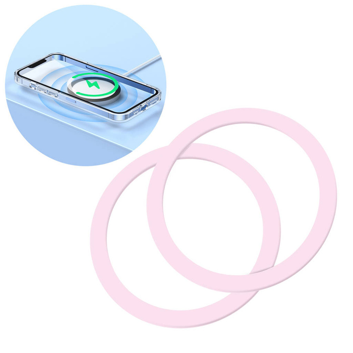 Joyroom ensemble d&#39;anneaux magnétiques en métal pour smartphone 2 pcs rose (JR-Mag-M3)
