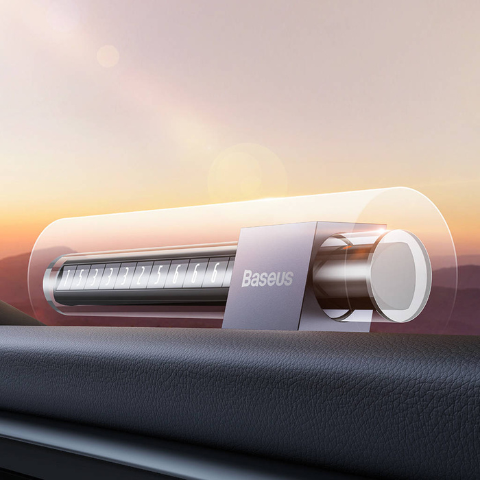 Plaque de stationnement Baseus pour le numéro de téléphone sur le tableau de bord gris