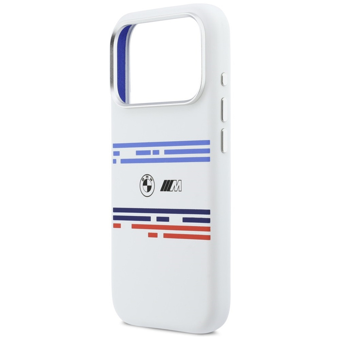 Etui BMW M Silicon Horizontal Line       MagSafe do iPhone 17 Pro biały