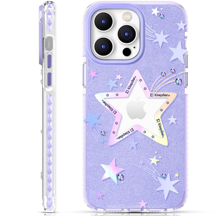 Coque Kingxbar Heart Star Series pour iPhone 14 Plus couverture arrière violet étoile