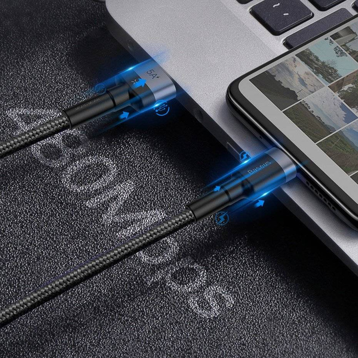 Baseus Cafule kabel USB Type C SuperCharge 40W Quick Charge 3.0 QC 3.0 kabel 1m šedo-černý (CATKLF-PG1)