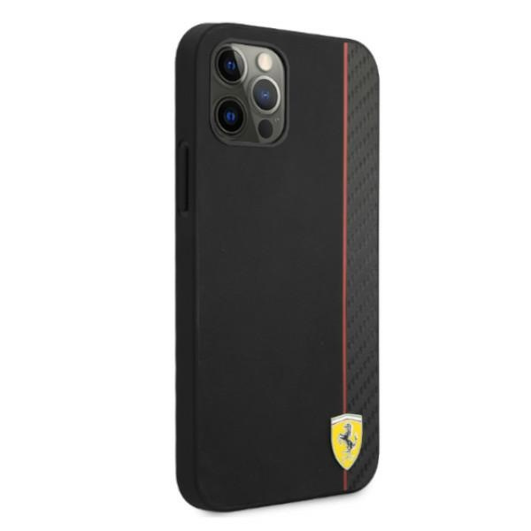 Cover FERRARI Apple iPhone 12 Pro Max On Track Carbon Stripe Black Hardcase