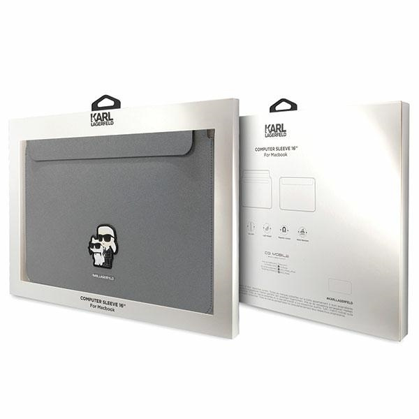 Karl Lagerfeld Manches KLCS16SAKCPMG 16" argent/argent Saffiano Karl&amp;Choupette