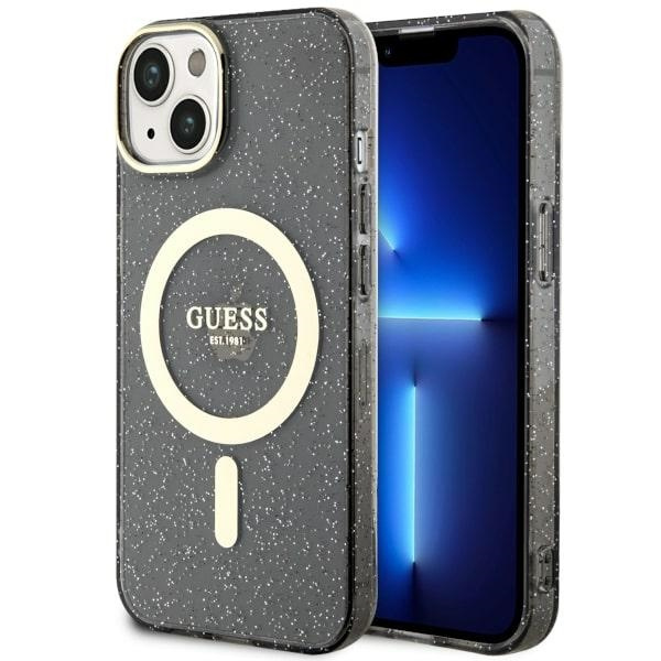 Cover Guess GUHMP14MHCMCGK iPhone 14 Plus 6,7" nero/nero rigidocase Glitter Oro MagSafe Case