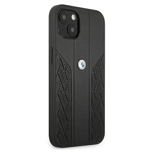 Hülle BMW Tasche Apple iPhone 13 Mini Leder Curve Perforate Schwarz Hardcase