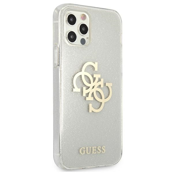 Hülle GUESS Apple iPhone 12 Pro Max Glitter 4G Big Logo Klar Hardcase