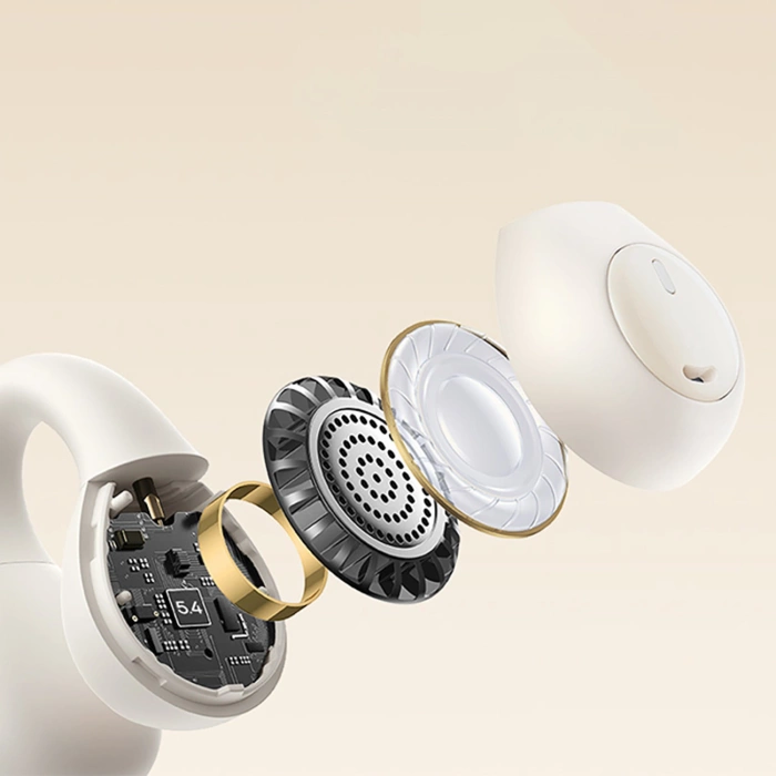 Słuchawki Baseus Bass 15 Clip OWS bezprzewodowe z kablem Baseus Simple USB-C 3A 30cm - białe