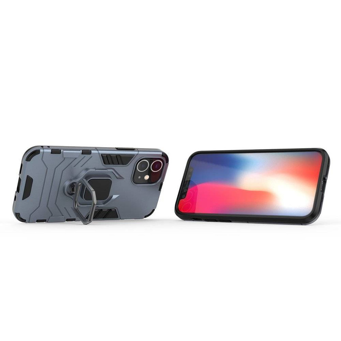 Kroužek Armor pancéřovaný hybridní pouzdro kryt + magnetic držák iPhone 12 mini modrý