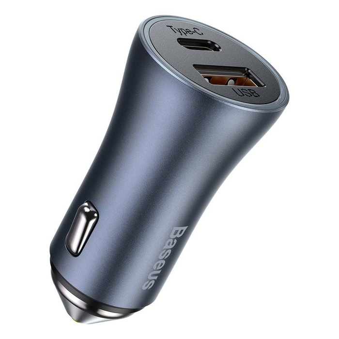 Baseus Golden Contactor Pro quick car charger USB Type C / USB 40 W Power Delivery 3.0 Quick Charge 4+ SCP FCP AFC gray (CCJD-0G)