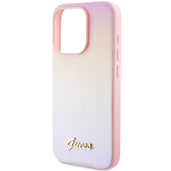 Etui Guess GUHCP15LPSAIRSP iPhone 15 Pro 6.1" różowy/pink hardcase Saffiano Iridescent Script Case