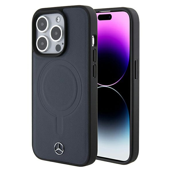 Etui Mercedes MEHMP15L23RCMV iPhone 15 Pro 6.1" granatowy/navy hardcase Smooth Leather MagSafe Case