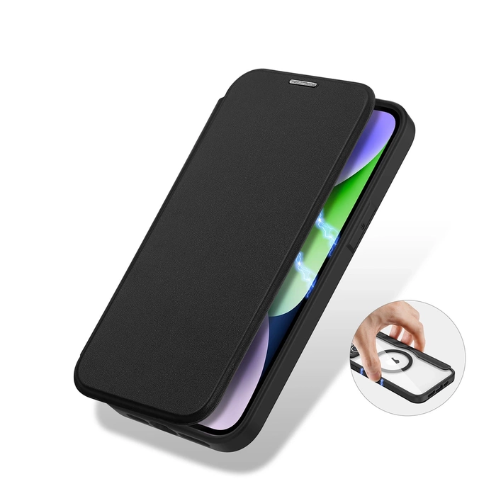 [B WARE] Dux Ducis Skin X Pro Case iPhone 14 Plus Magnetic MagSafe Flip Case Schwarz