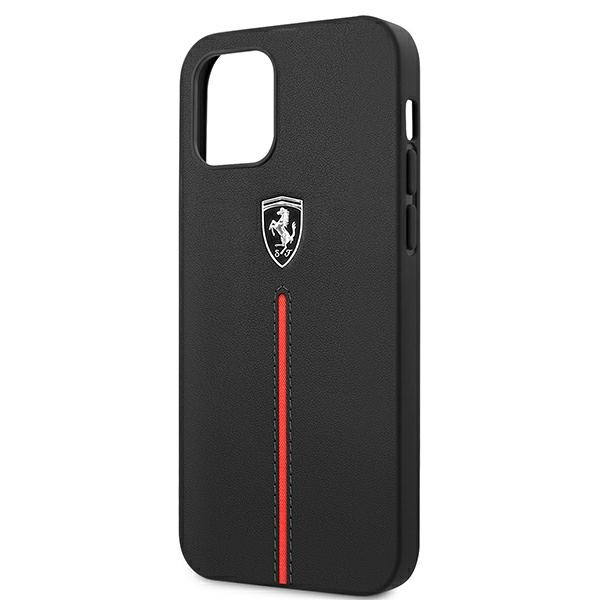Coque FERRARI Apple iPhone 12 Pro Max Off Track Leather Nylon Stripe Black Hardcase