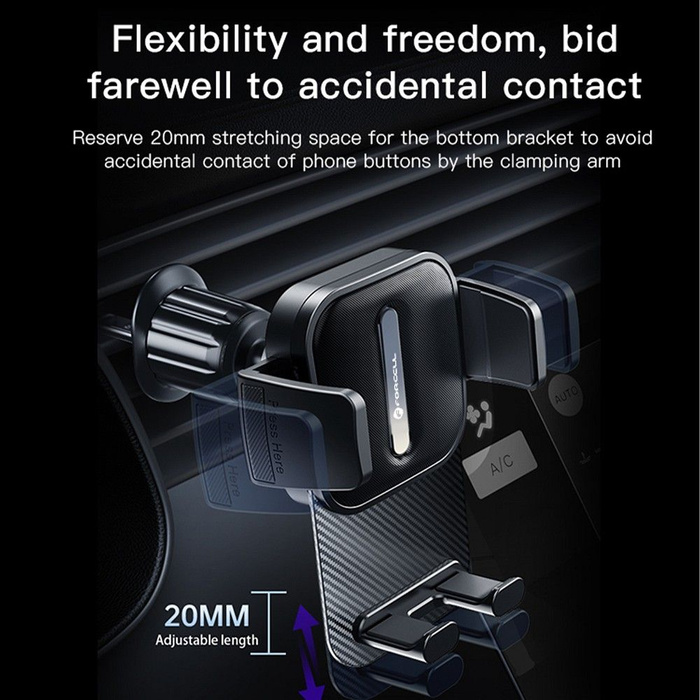 Uchwyt na telefon do samochodu uniwersalny Forcell F-Grip Guardian AV do kratki czarny