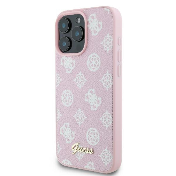Etui Guess iPhone 16 Pro 6.3" różowy/pink hardcase Peony Script Logo MagSafe
