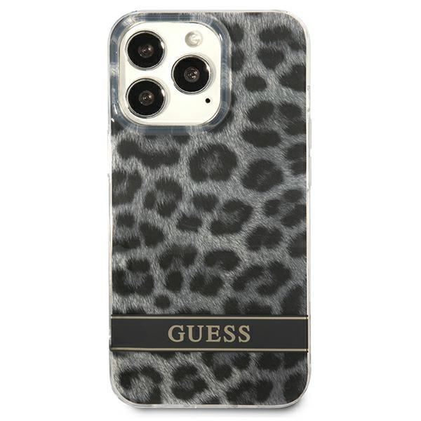 Hülle GUESS Apple iPhone 13 13 Pro Leopard Grau Hartcase