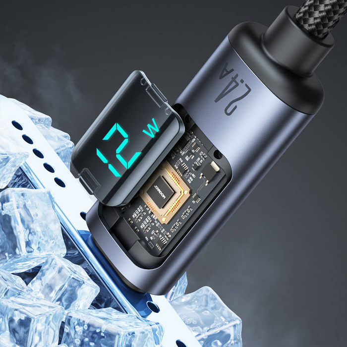 Cable Lightning - USB A 2.4A 1.2m con pantalla LED Joyroom S-AL012A16 - negro